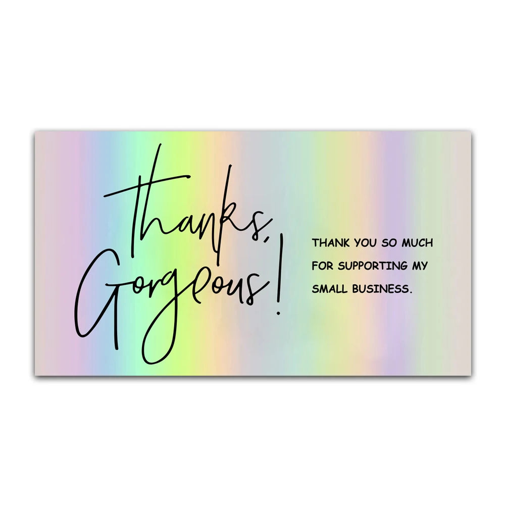 30pcs Thank You Card For Supporting Business Package Decoration "Gorgeous Thanks" Business Card Laser card Handmade With Love