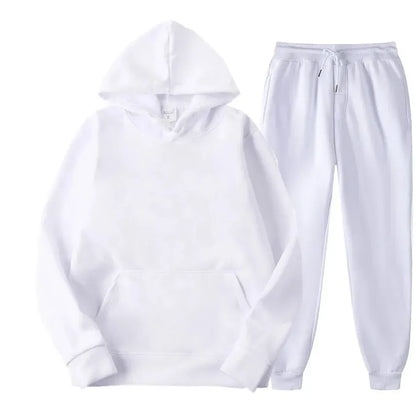 Men's Autumn and Winter New Solid Color Hoodie and pants Set Size S-4XL