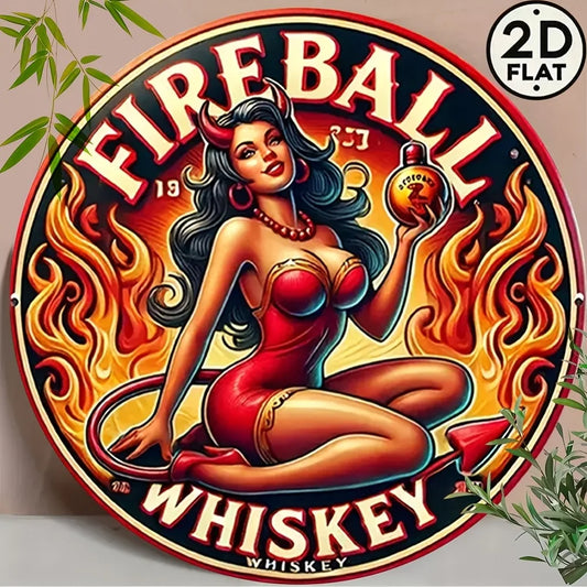 One Piece 2D Flat, Woman, Vintage Reusable Classic 8 Inch Round Aluminum Sign, Adds to Her Sexy Charm, Suitable for Home