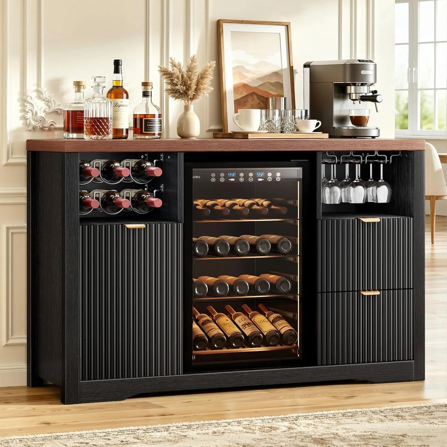 53" Coffee Bar Cabinet with Fridge Space & Storage Drawer (Custom)