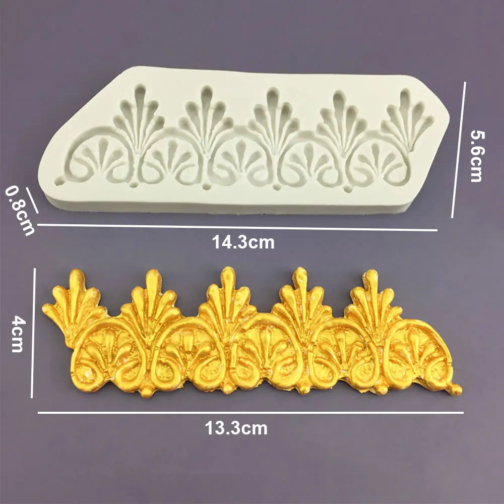 Silicone World DIY Baking Fondant Silicone Mold Handmade Sugar Flipping Cake Edge Decoration Mold Totem Gemstone Relief Mould