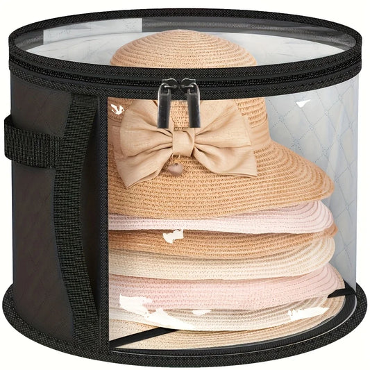 Extra‑Large Foldable Hat Storage Box with Clear Window – Non‑Woven, Stain‑Resistant
