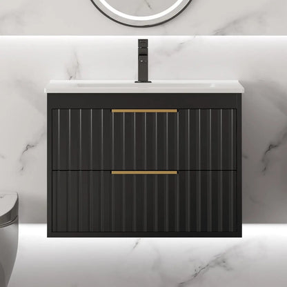 24" Floating Bathroom Vanity with Sink & 2 Drawers – Black