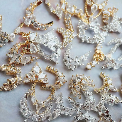10pcs/lot Luxury No Fading Bow Butterfly Arc Nail Art Parts Zircon Crystal Manicure Nails Accesorios Supplies Decorations Charms