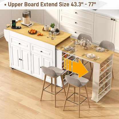 80"–48" Extendable Kitchen Island with Power Outlet (Custom)