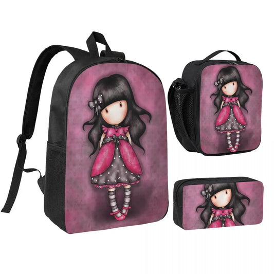 Santoro Gorjuss 3‑Piece Student Backpack Set – BookBag, Lunch Bag & Pencil Case