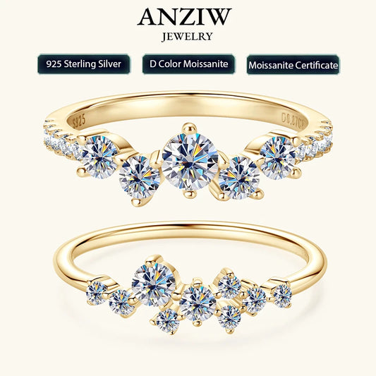 925 Ring Cluster Moissanite Sterling Silver Wedding Engagement Finger Rings Fashion Band for Women Fine Jewelry 925