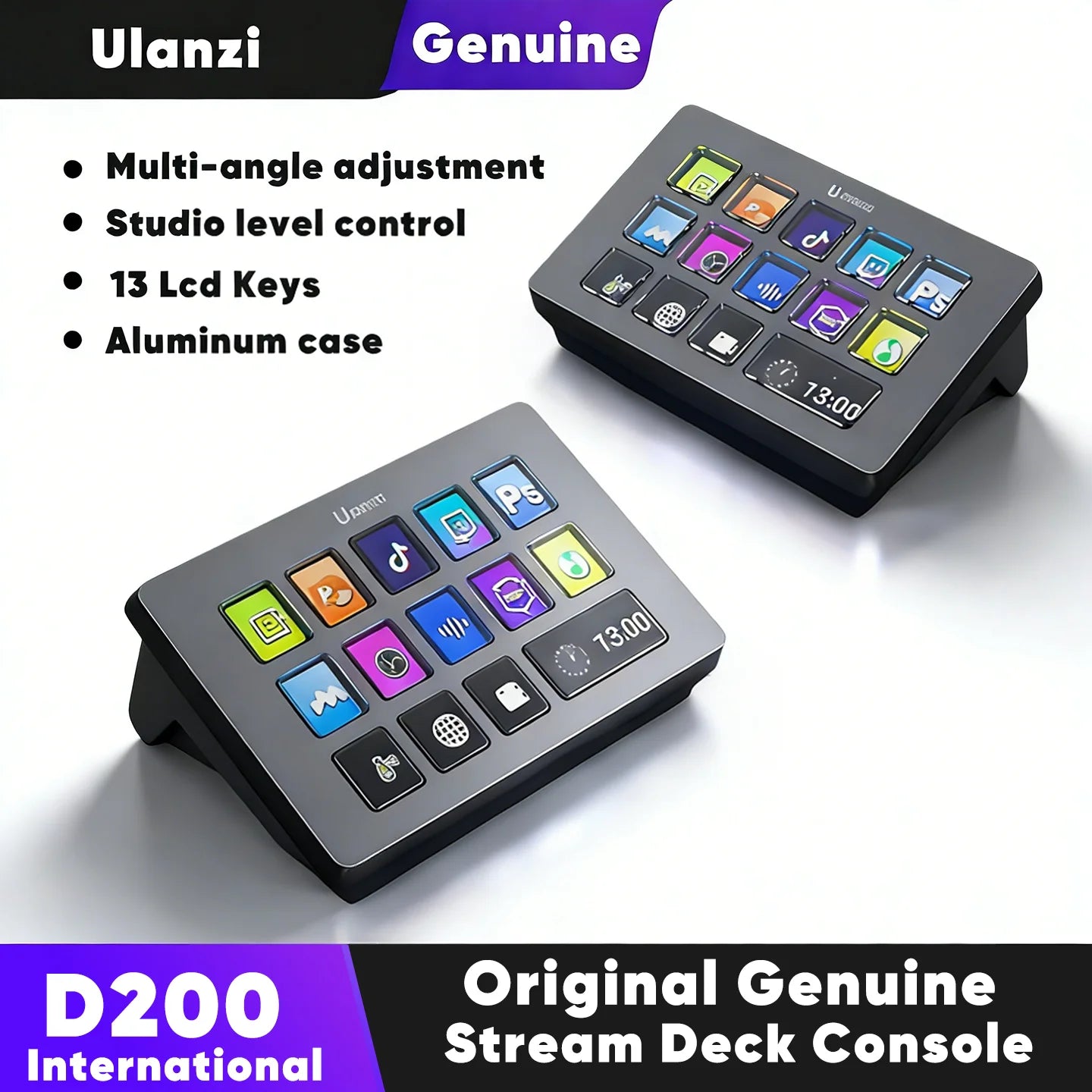 Mirabox D200 Stream Deck Visual Console (13 LCD Keys · Macro Keyboard · Studio Controller)