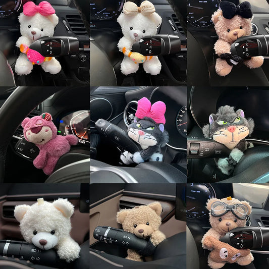 Cute Car Wiper Plush Ornaments – Capybara, Panda & Cat Turn‑Signal Switch Decorations