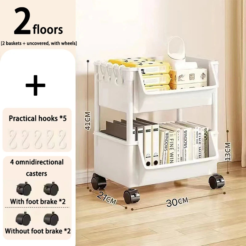 Mobile Kitchen Organizer Rack — Snack, Toy & Book Trolley w/ Wheels