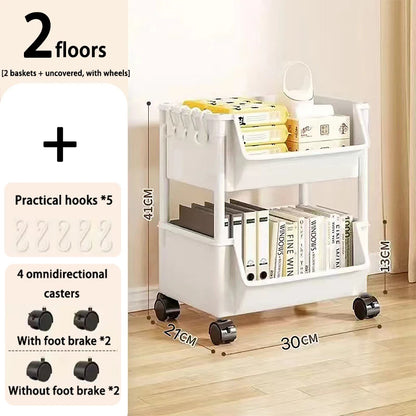 Mobile Kitchen Organizer Rack — Snack, Toy & Book Trolley w/ Wheels