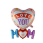3D Stand Pedestal Mother’s Day Balloon Set – “Love Mom” & “Best Mom” Heart Foil Display