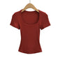 High‑Stretch Square Neck Summer T‑Shirt