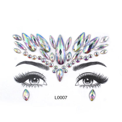 3D Sexy Face Tattoo Crystal Stickers Temporary Tattoos Glitter Fake Tattoo Rhinestones Masquerade Women Party Face Jewels Tattoo