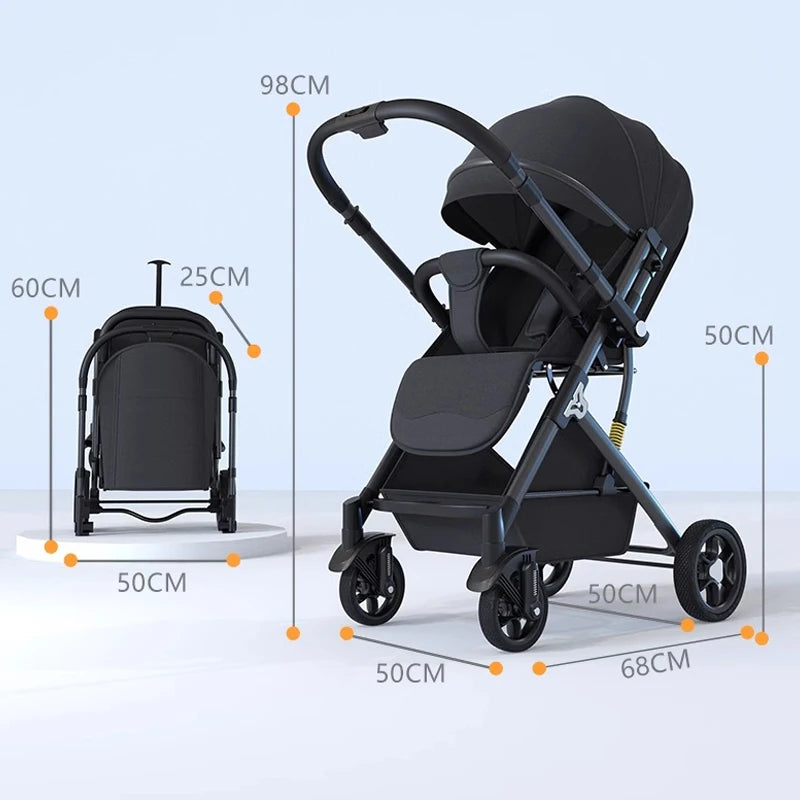Lightweight Two‑Way Baby Stroller – High‑Landscape Newborn Four‑Wheel