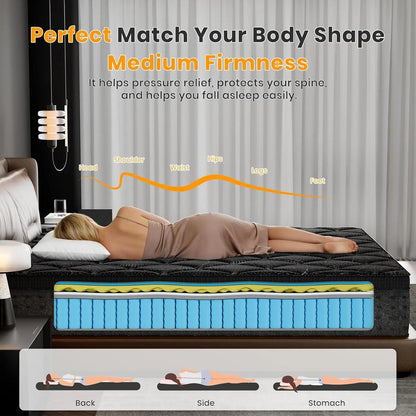14" Twin XL Hybrid Mattress — Cooling Gel Memory Foam & Pocket Springs