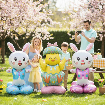 3D Standing Easter Foil Balloon Giant Rabbit Carrot Chick Egg Balloons Easter Party Decoration Kids Gift Air Filled Garden Decor
