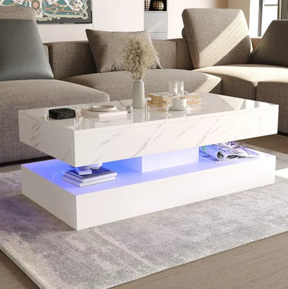 High‑Gloss LED Coffee Table with Storage – Modern Center Table