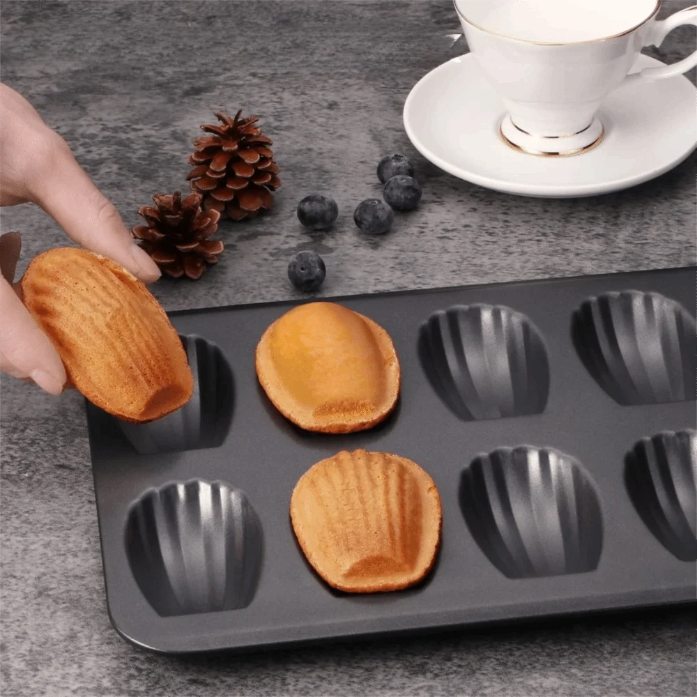 12‑Cavity Nonstick Black Madeleine Baking Tray
