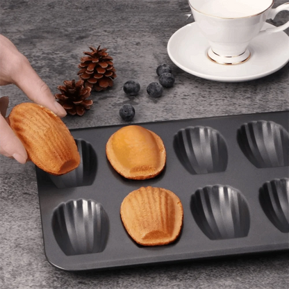 12‑Cavity Nonstick Black Madeleine Baking Tray