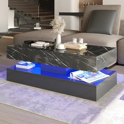 High‑Gloss LED Coffee Table with Storage – Modern Center Table