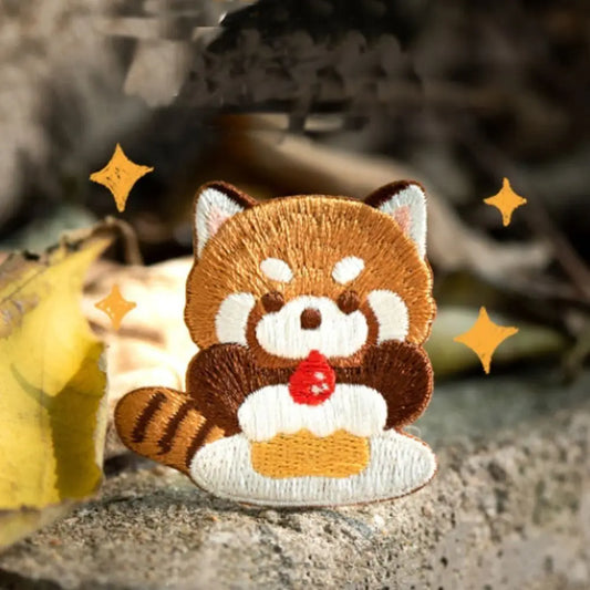 Cute Red Panda Embroidered Patch – Iron‑On Sticker for Kids Clothes
