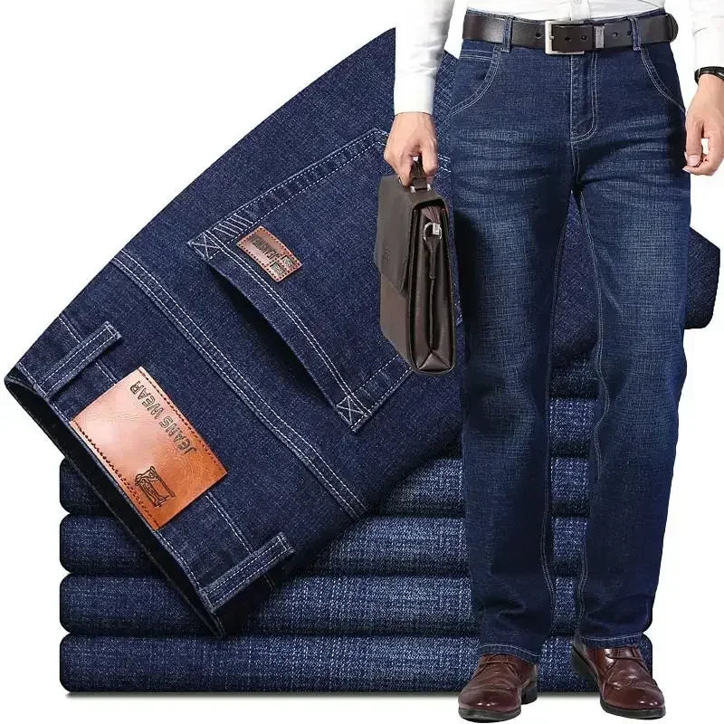 Men’s Stretch Regular Fit Jeans (Business Casual, Classic Straight Denim)