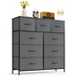 9‑Drawer Tall Bedroom Dresser with Wooden Top & Fabric Bins