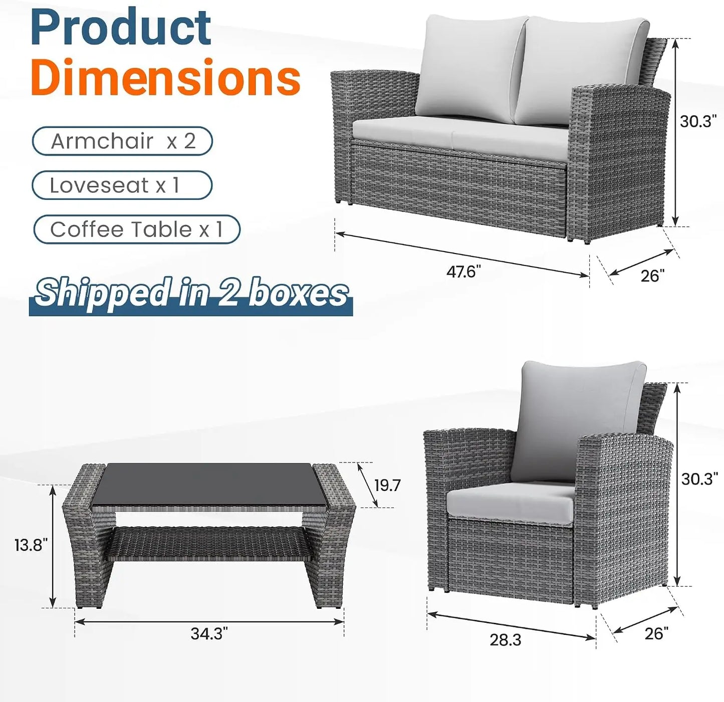 All‑Weather Wicker Patio Sofa with High Backrest & Wide Armrests