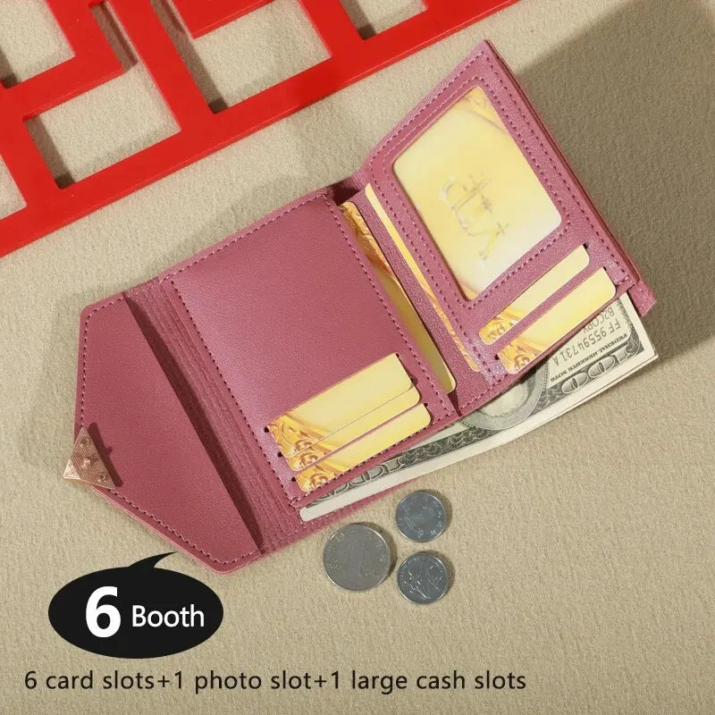 Women's Metal Small Wallet Short Fold