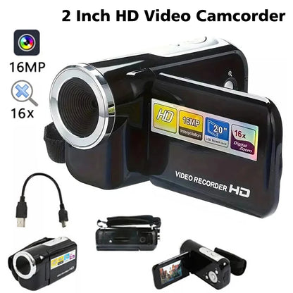 1080P 16MP Digital Camera &amp; Rotatable Screen Camcorder (2.7", 16X Zoom, Kids &amp; Vlog Camera)