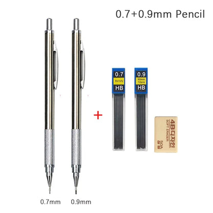 Full Metal Automatic Mechanical Pencil Set (0.3 -0.5 -0.7 -0.9 -1.3 -2.0mm)