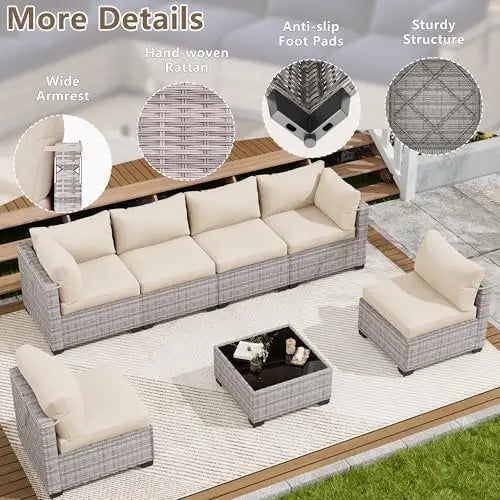 7‑Piece Outdoor Wicker Sectional Patio Furniture Set