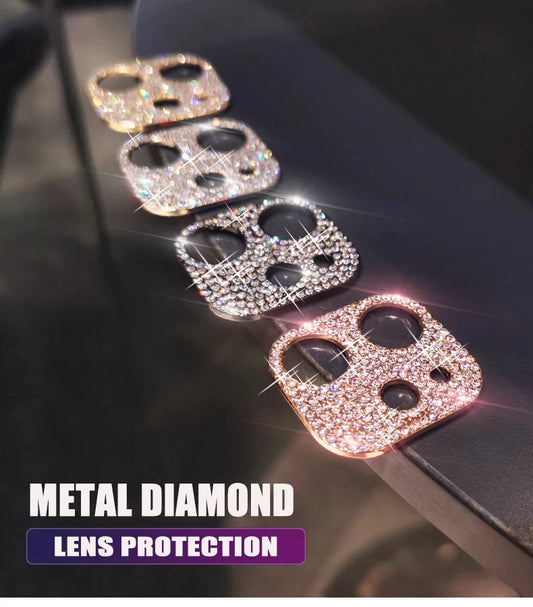Bling Diamond Camera Lens Protector for iPhone – Glitter Metal Case for iPhone 11/12/13/14/15/16 & Pro Max Models