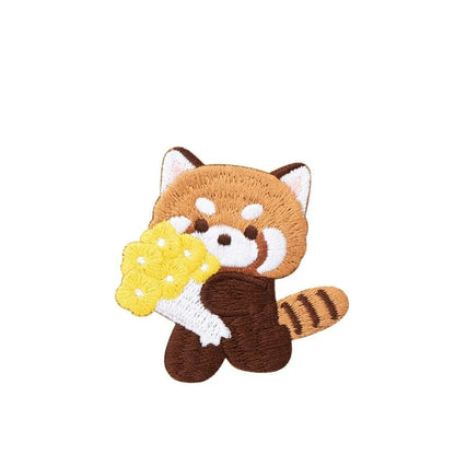Cute Red Panda Embroidered Patch – Iron‑On Sticker for Kids Clothes