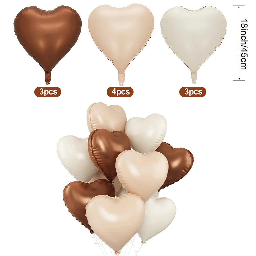 Matte Pink Brown Lying Bear Foil Balloons Love Heart Balloon for Valentines Day Decoration Bear Themed Birthday Wedding Supplies