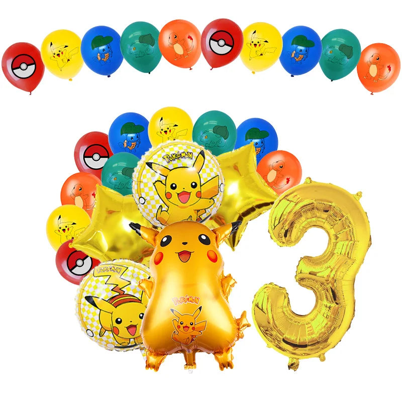 Pikachu Birthday Party Decoration Set (Backdrop · Balloons · Tableware · Kids Party Kit)