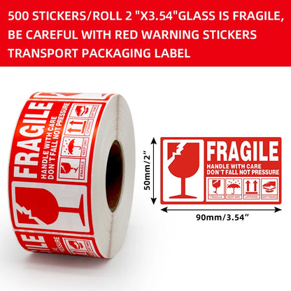 500PCS Fragile Stickers (Waterproof · Tear‑Resistant · Handle With Care Labels)