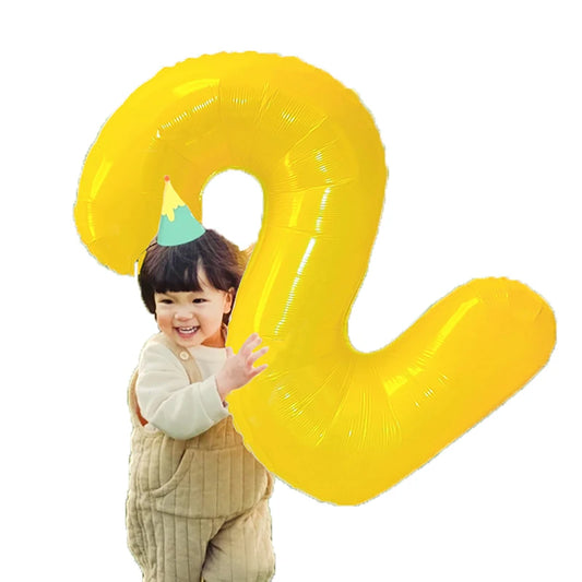 40‑Inch Yellow & White Macaron Daisy Number Foil Balloon