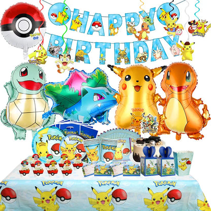 Classical Pikachu Birthday Party Decoration Set (Backdrop · Balloons · Tableware · Kids Event Supplies)