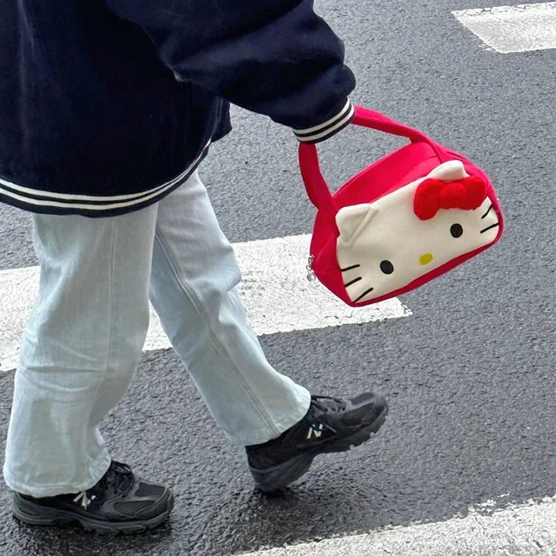 Hello Kitty Plush Storage Shoulder Bag (Cute Cartoon, Large Capacity)