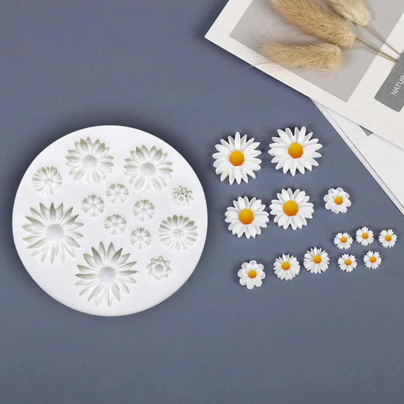 Daisy Wild Chrysanthemum Rose Flower Silicone Mold Sugarcraft Chocolate Cupcake Baking Mold Fondant Cake Decorating Tools