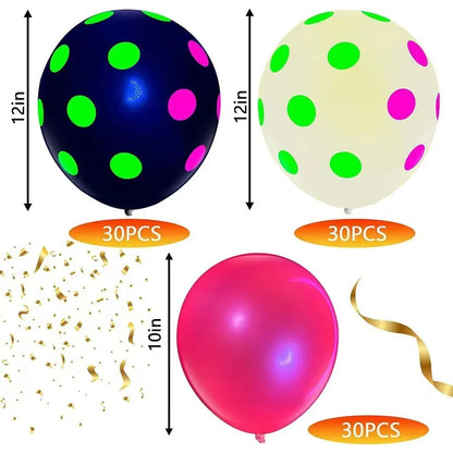 100PCS Glow‑in‑the‑Dark Balloons – Fluorescent Luminous Dot Latex Party Balloons