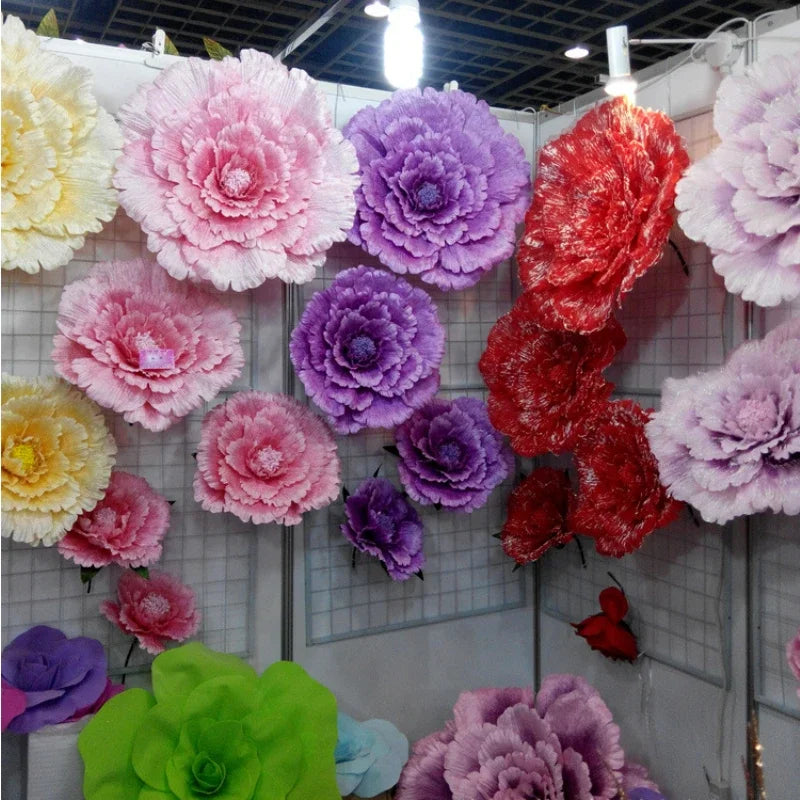 DIA 30-80cm Artificial Large Peony Flower Head Fake Flower Wedding Decoration Window Photo Studio Props Flower Home Decor