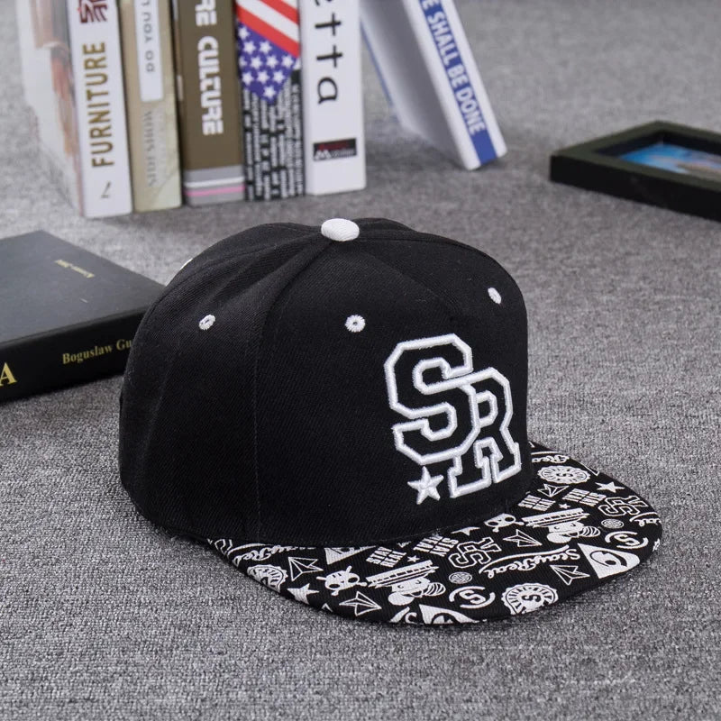 Fashion Embroidery letter SR baseball cap hip hop hat men and women outdoor sports and leisure flat shade snapback cap