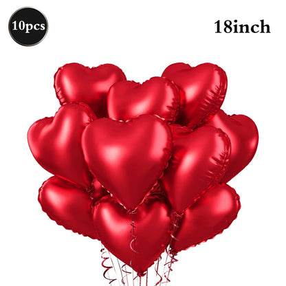 Heart-shaped Balloons 63inch Giant Foil Balloon Bright Pink Red Romantic Wedding Night Valentine's Day Anniversary Party Decor