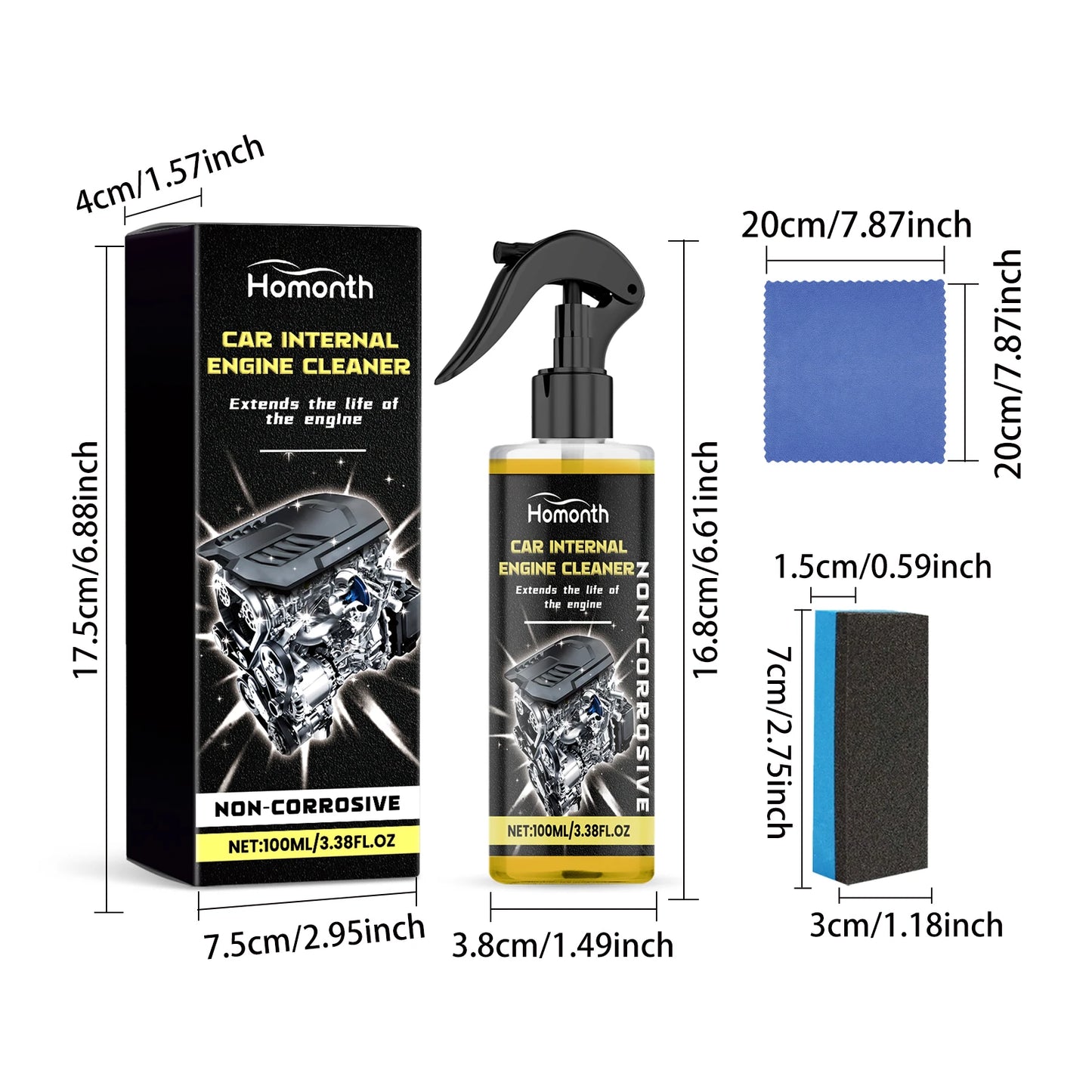 Engine Cleaner, Engine Shine Protector, Detailer, Decontaminant, Deep Degreasing, Compartment Heavy Oil Dust Car Cleaning Tools.