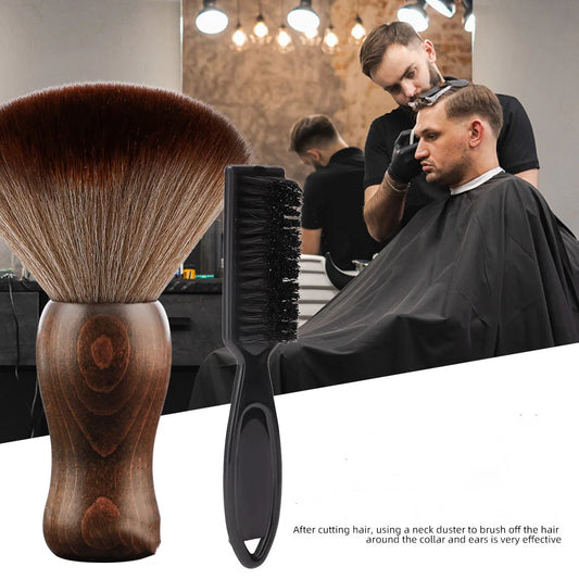 Professional Barber Neck Duster Brush Wood Handle with Hook Hairdressing Cleaning Brush Natural Fiber Salon Hair Sweep Brushes