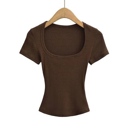 Square Neck Elastic Slim Tee – Summer