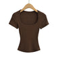 Square Neck Elastic Slim Tee – Summer